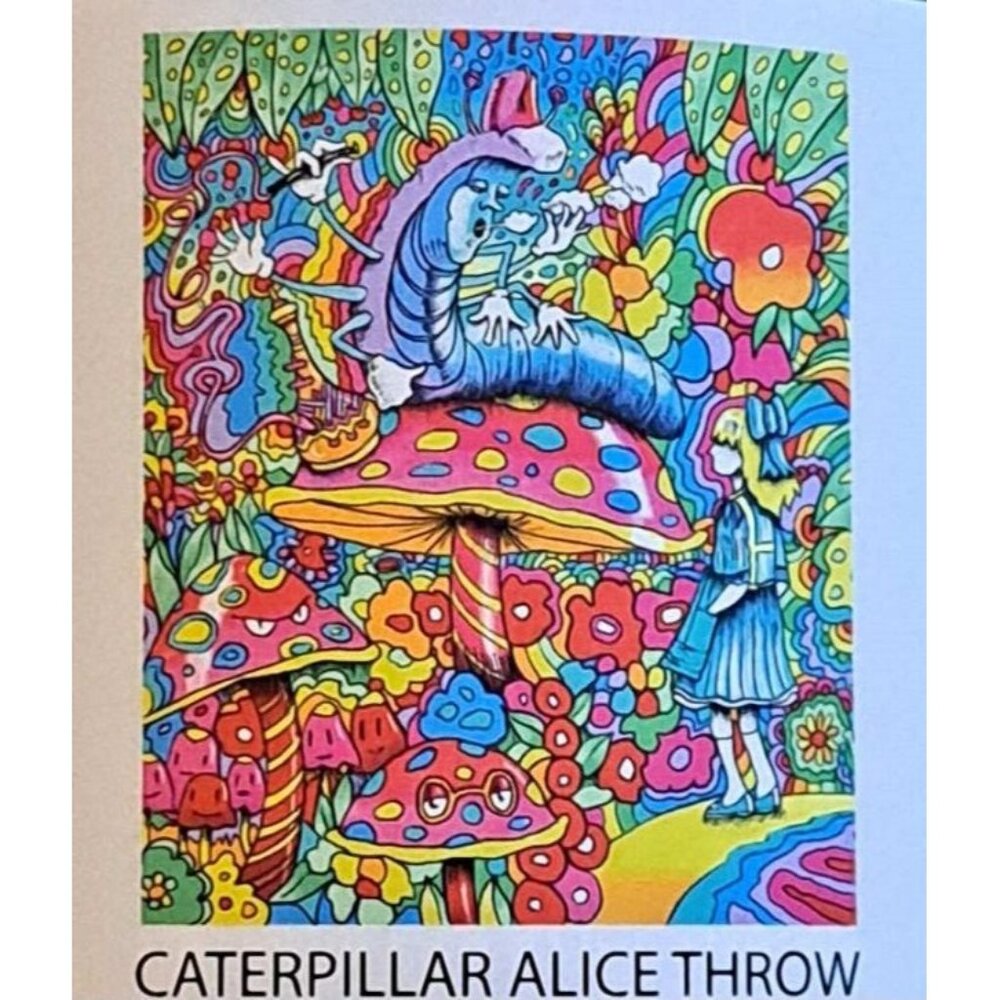 New Caterpillar Plush Fleece Throw Gift Blanket Mushroom Alice in Wonderland NIP